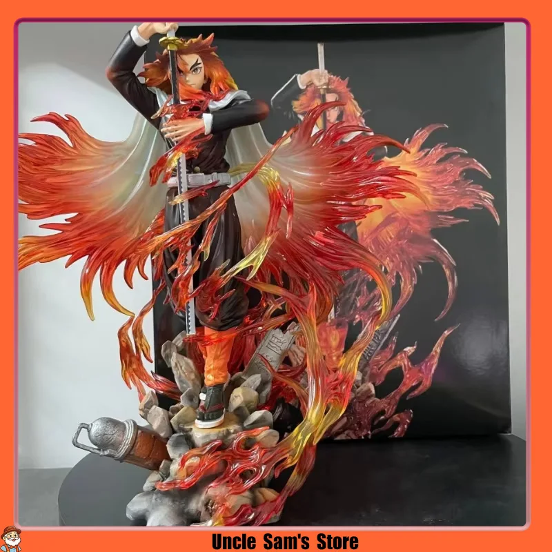 

Demon Slayer Rengoku Kyoujurou Action Figure Flame Hashira PVC Statue Fire Effect Base Anime Collectible Model Toy Fans Gift
