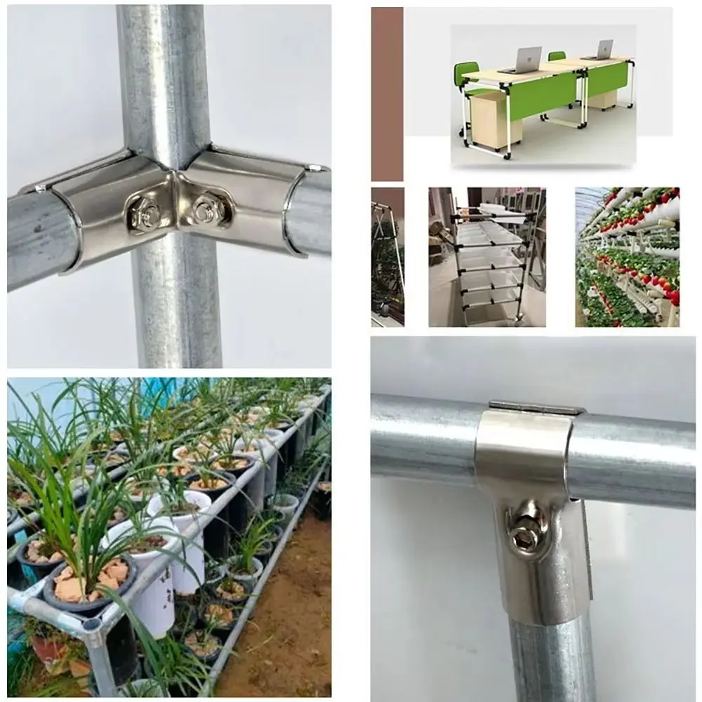 1Pcs New Carbon Steel Galvanized Pipe Joint Round 20/25/32mm Rod Support Rack Tube Connector Clothes Display