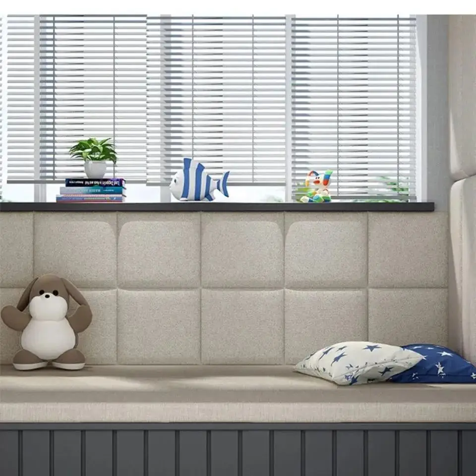 Linen 3D Wall Stickers Headboard Bed Soft Bag Kindergarten Anti-collision Soft Bag Surround Anti-collisionCabecero Cama