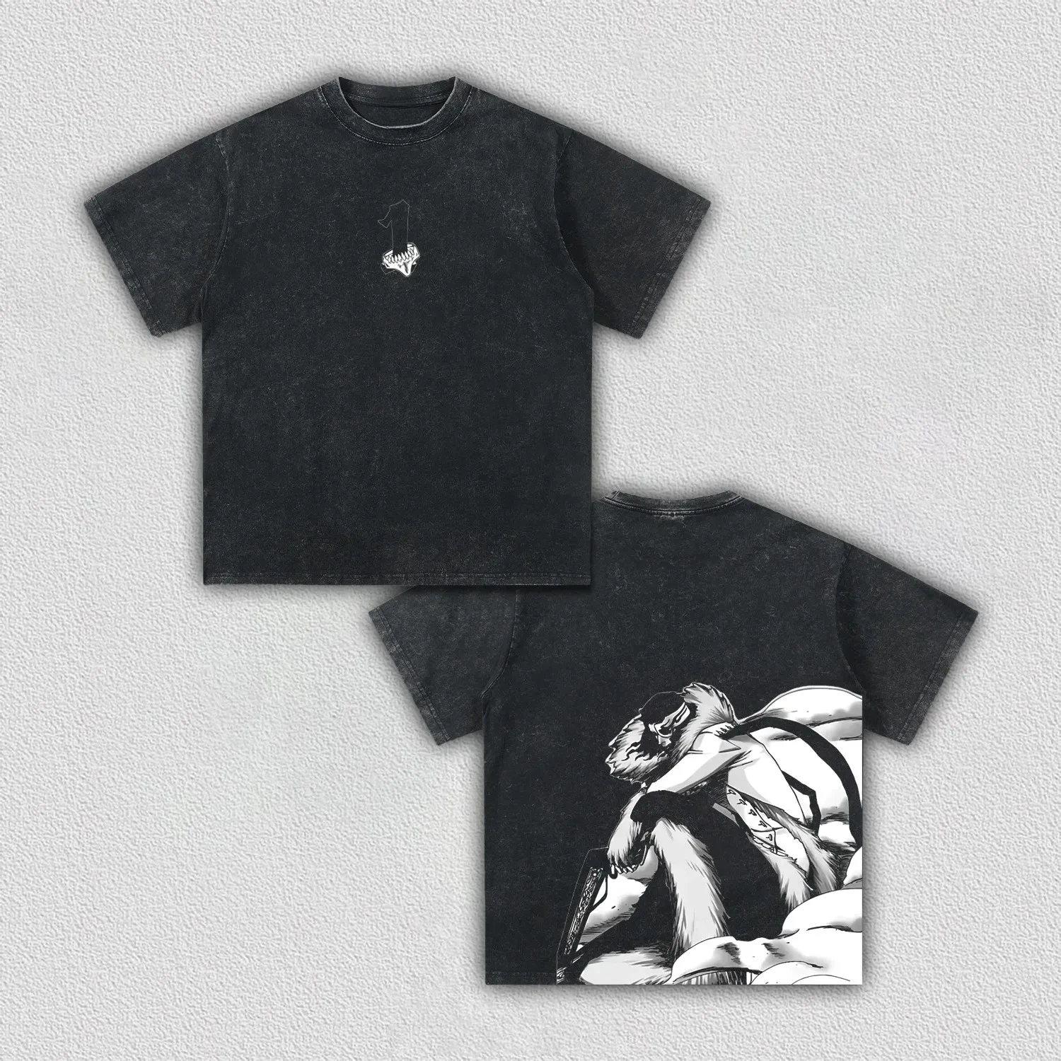 Coyote Starrk BLEACH Manga Retro T-shirt Vintage Washed Oversized T Shirt Men Clothing High Quality Casual 100% Cotton Tees Tops