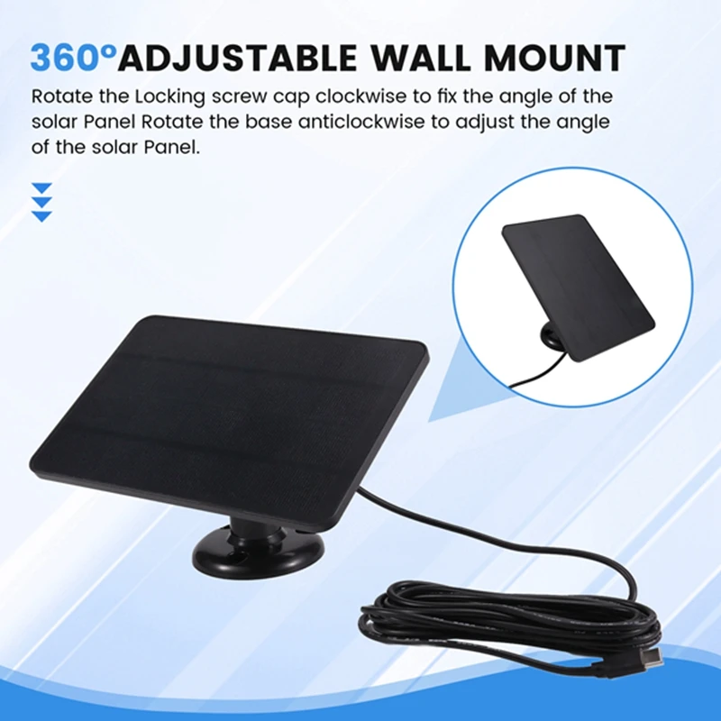 Top-Waterproof 4W Solar Panel For Home Security Camera Solar Cells Powered Charger Type C