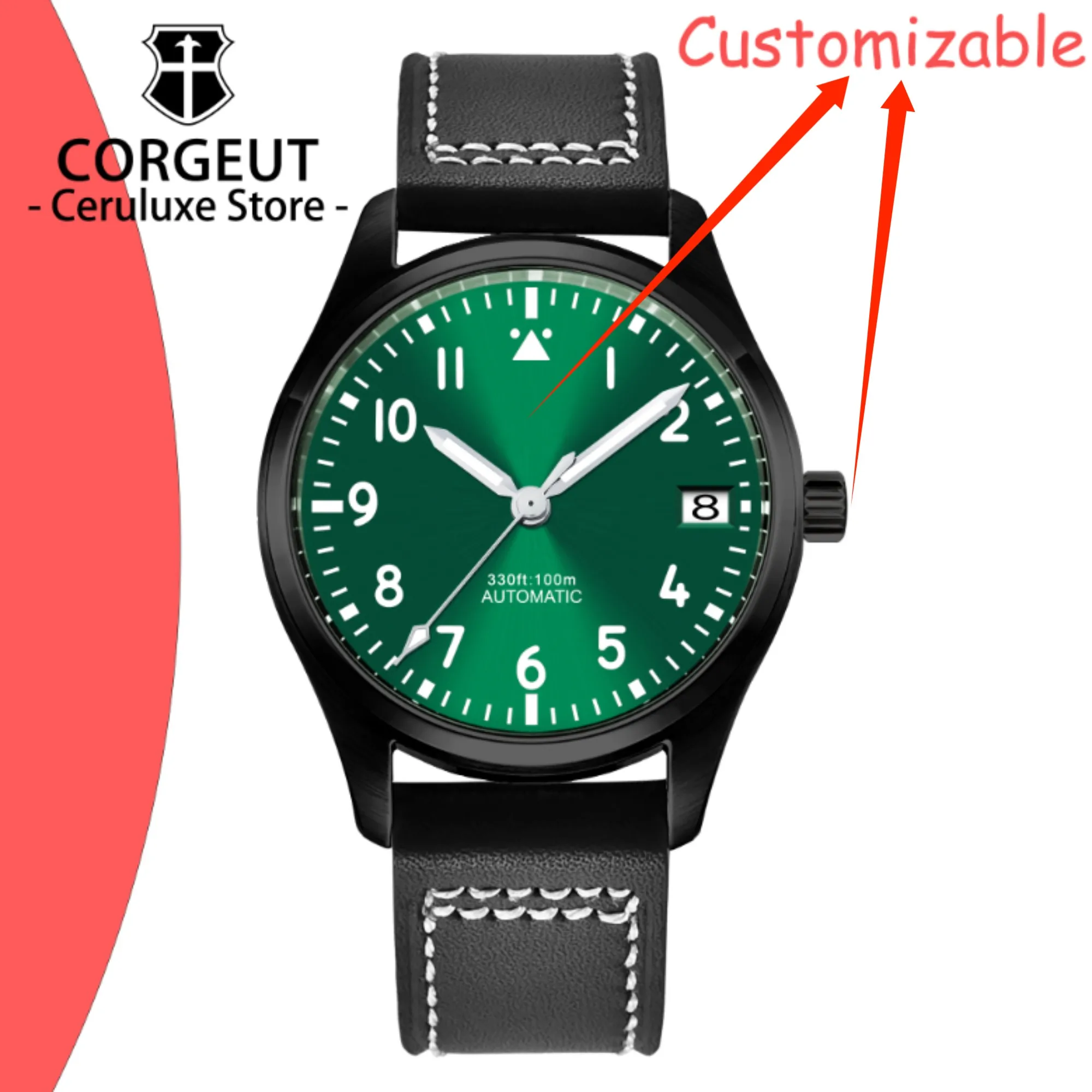 

CUSTOM Logo Diy 39mm 10Bar Waterproof NH35 316L Stainless Watches For Men Sapphire Glass Automatic Movement Mechanical Watches