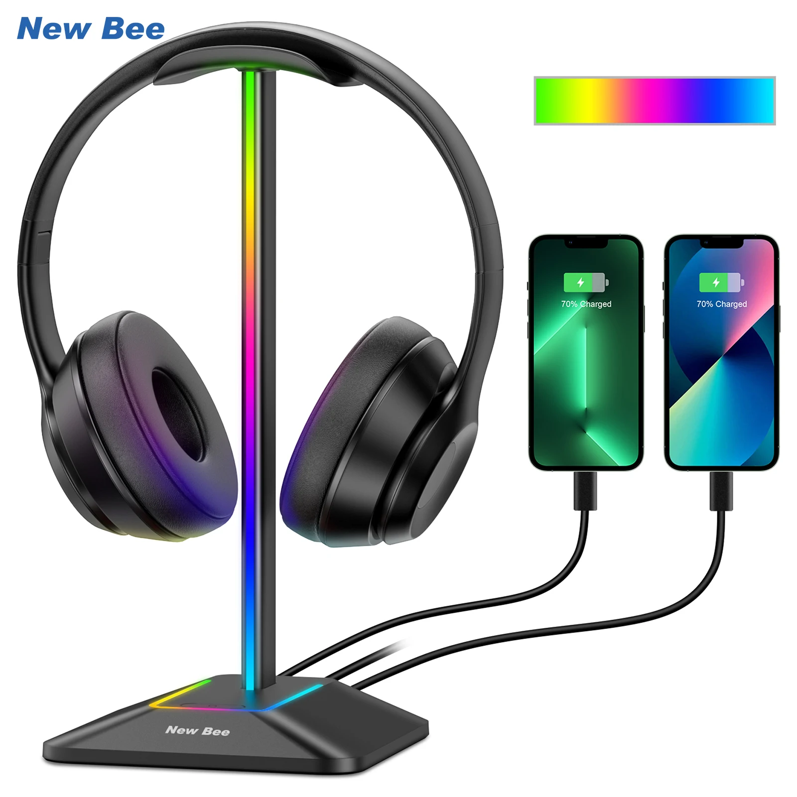 Link Traum RGB Lichter Kopfhörer Ständer mit Typ-c USB Ports Kopfhörer Halter für Alle Headsets Gamer Gaming PC zubehör Schreibtisch