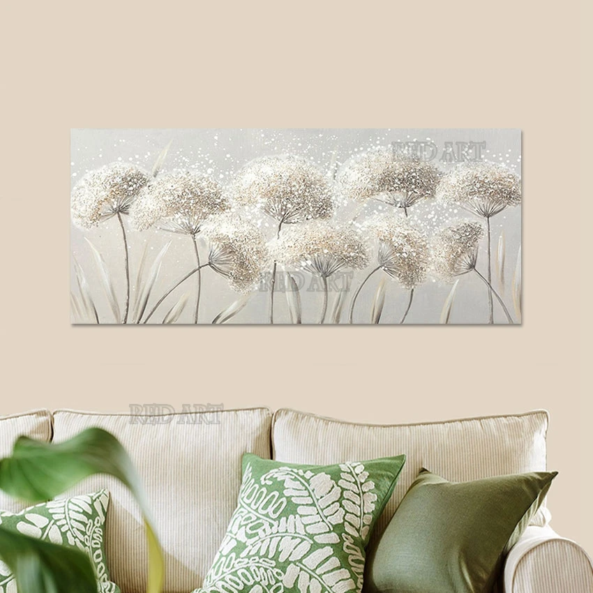 Large Size Nordic Abstract Dandelion Flowers Oil Painting, Canvas Wall Poster, Hanging Picture Art, Frameless Paintings Crafts