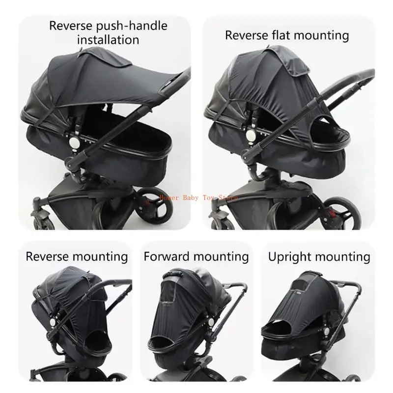 J0PF Easy Fit Protezione UV Tenda da sole Resistenza all'acqua Baldacchino regolabile Passeggino Tenda da sole Baldacchino per