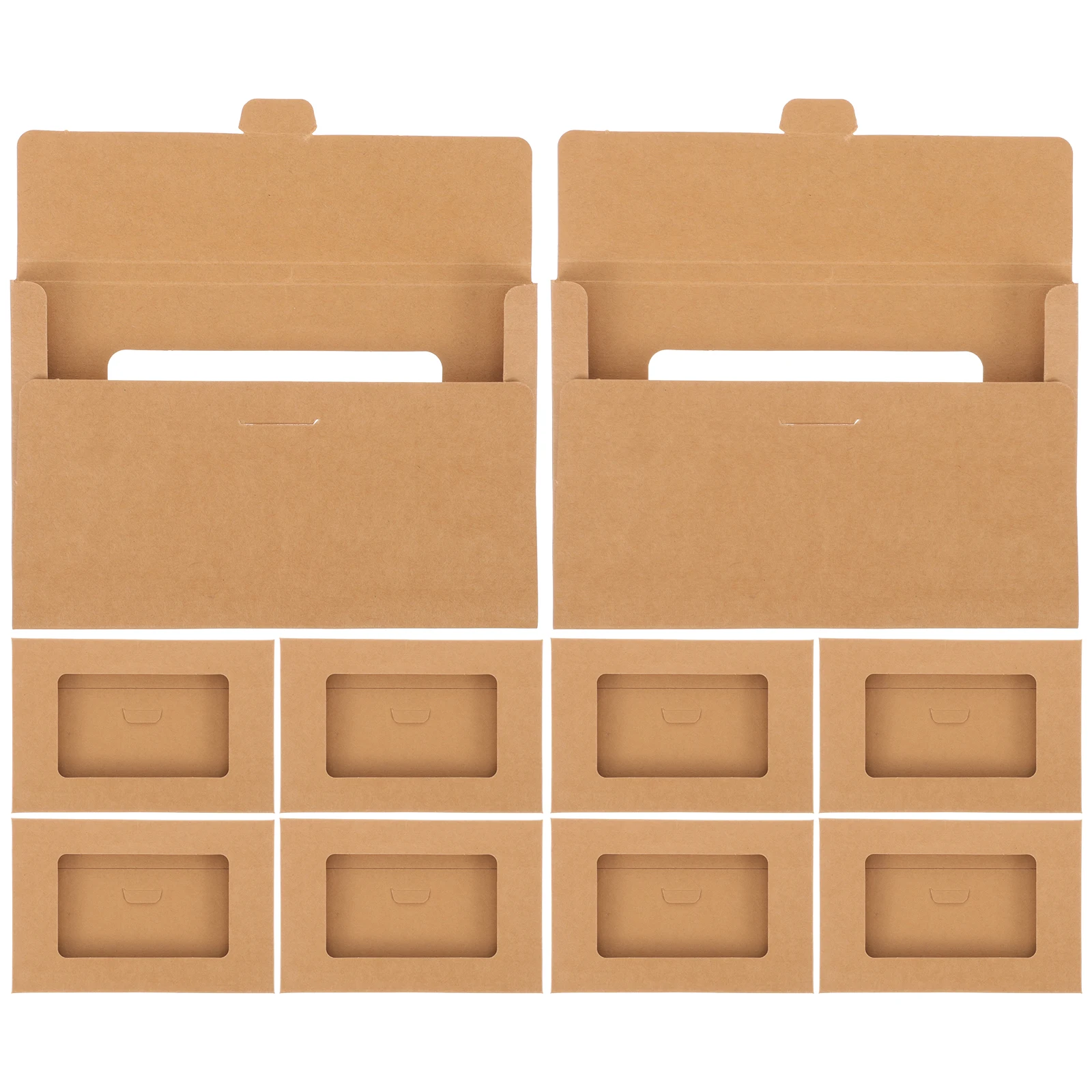 

10pcs Kraft Paper Postcard Boxes Open Window Envelope Storage Containers Lightweight Practical For Mailing Letters Catalogs