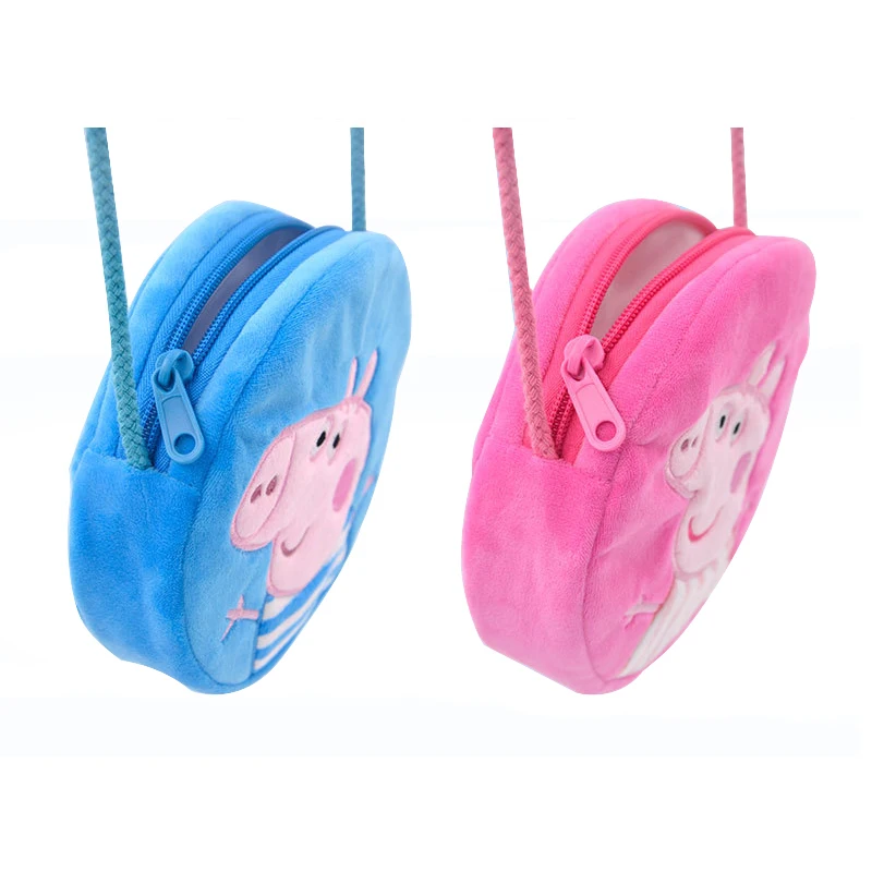 Linda mochila de felpa Peppa Pig, bolso de hombro individual, juguete de peluche suave, billetera de dulces para jardín de infantes, Piggy rosa, regalo de cumpleaños para niña