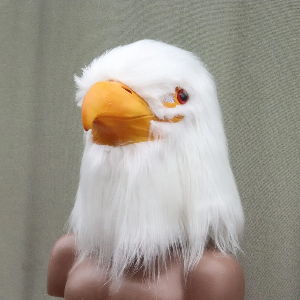 

White Eagle Head Mask with Yellow Beak Latex Birds Animal Mask for Fancy Dress Cosplay Props