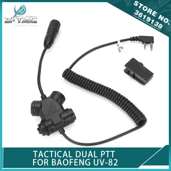 Z-TAC Tactical Dual 2 Pin PTT Walkie-Talkies Baofeng UV82 Airsoft Accessories Headphones MilitaryHeadset for Hunting Shooting