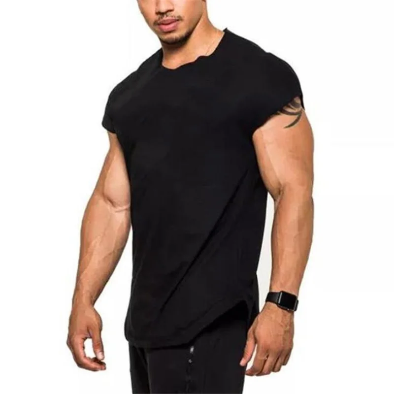 Plain Mens Sport Cotton Breathable Tank Tops Gym Fitness Sleeveless Bodybuilding Muscle Vests Running Sports Workout T-shirts