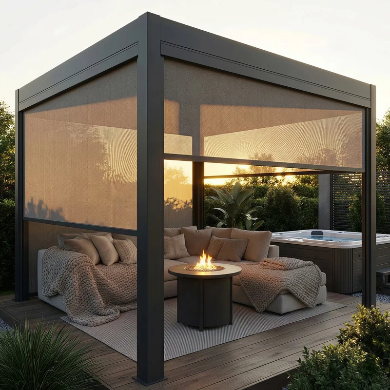 Constant Temperature Aluminum Pergola Thermal Insulation Layer Comfort Outdoor Space Garden Gazebo Balcony