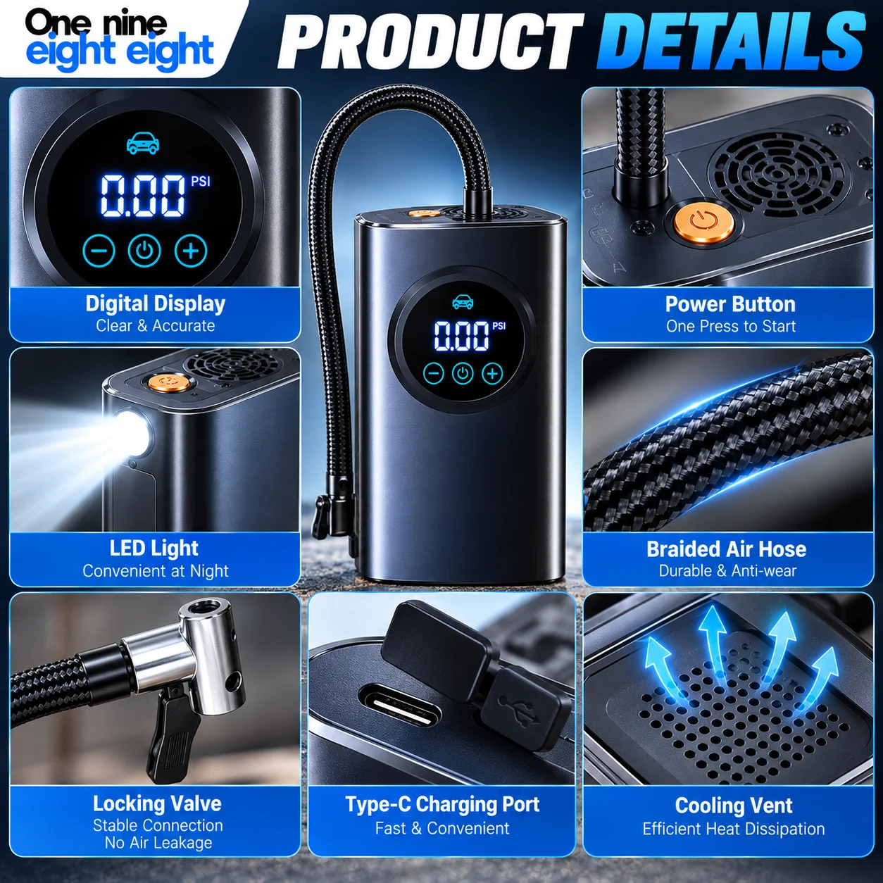 Gonfleur de pneus portable san - Tire Inflator With Pressure Gauge Auto Stop avis et prix