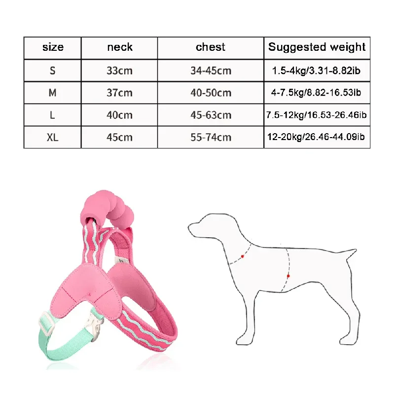 Dog Harness Set Step-In No-Pull Easy Escape Proof Vest with Dual Leash Clips & Reflective Stitching for Puppies Small Dogs
