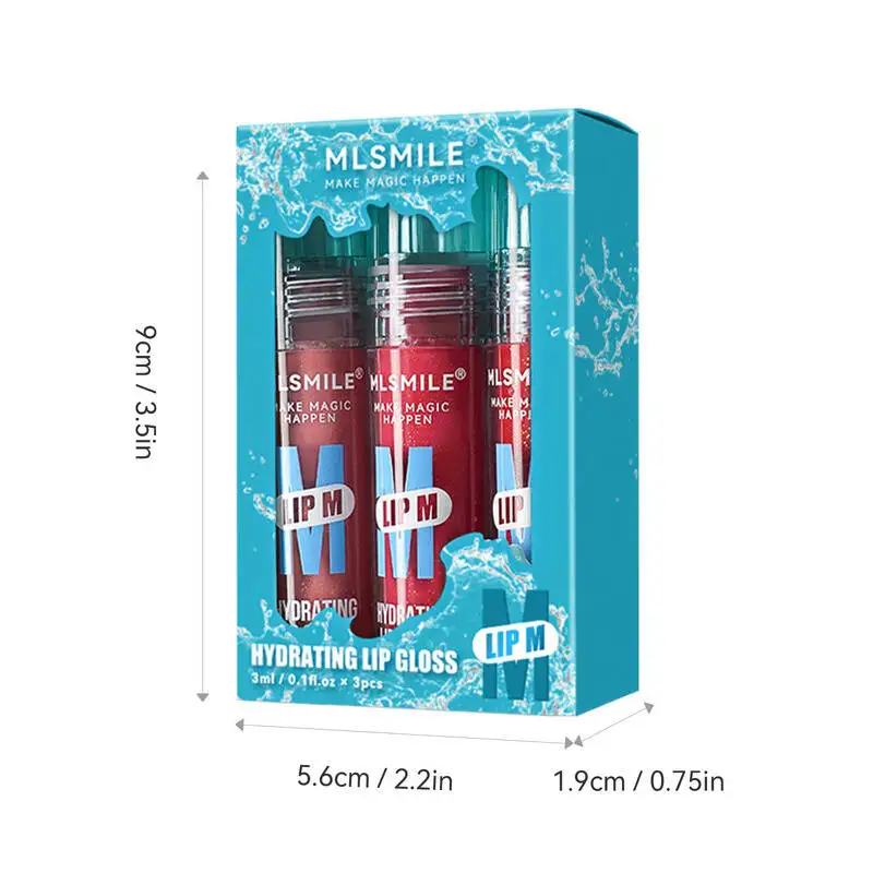 MLSMILE スモールブルーボトル ノンスティックカップグレイズ セクシーヌードパールグロス セット3個入り リップ