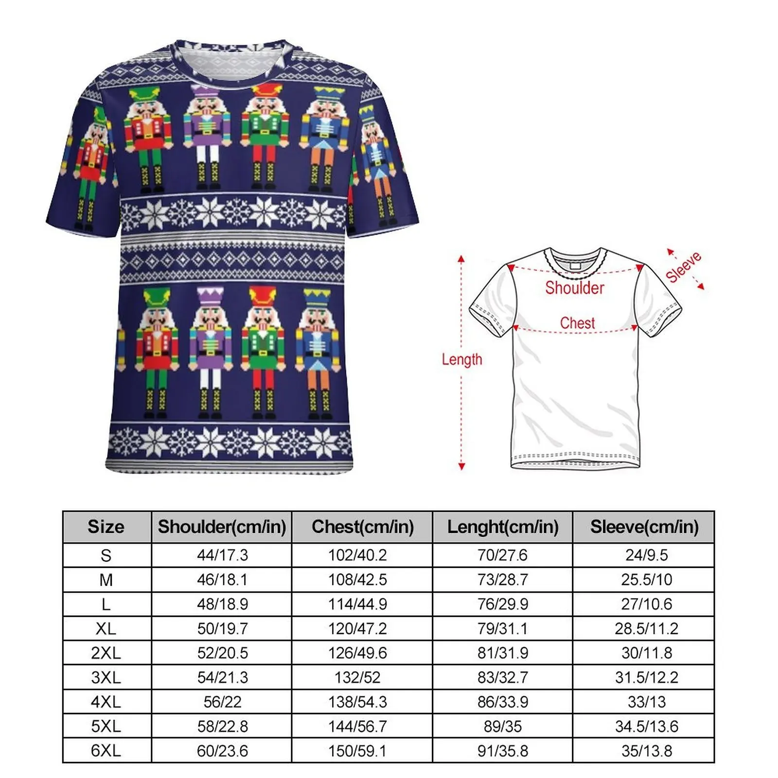 Big Size T-Shirt Beach Nutcracker Print T-Shirts Vintage Print Y2K Fun O Neck Tee Shirt Man Retro Printed Tops