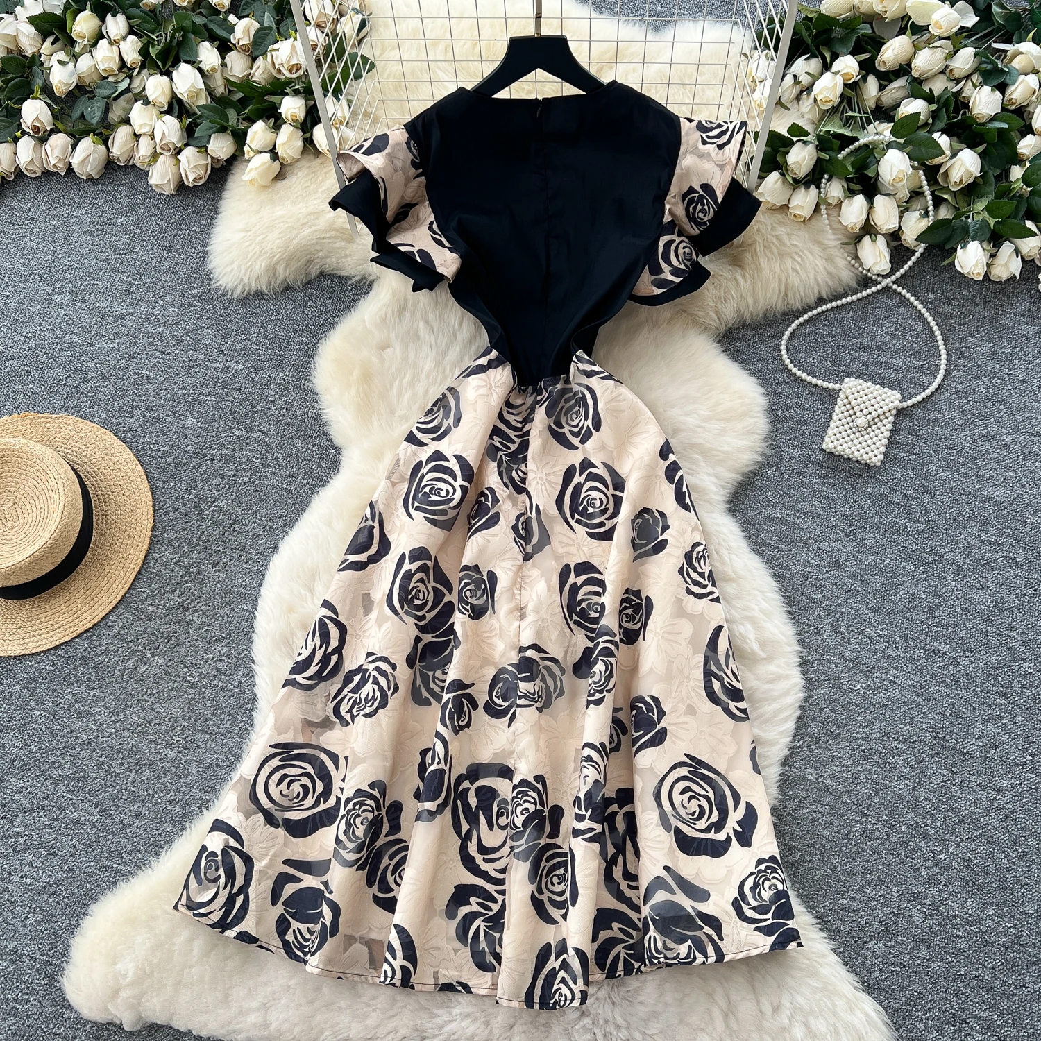 Chic vintage Stampa impiombata Elegante fata moda coreana Boho Sundress abbigliamento donna