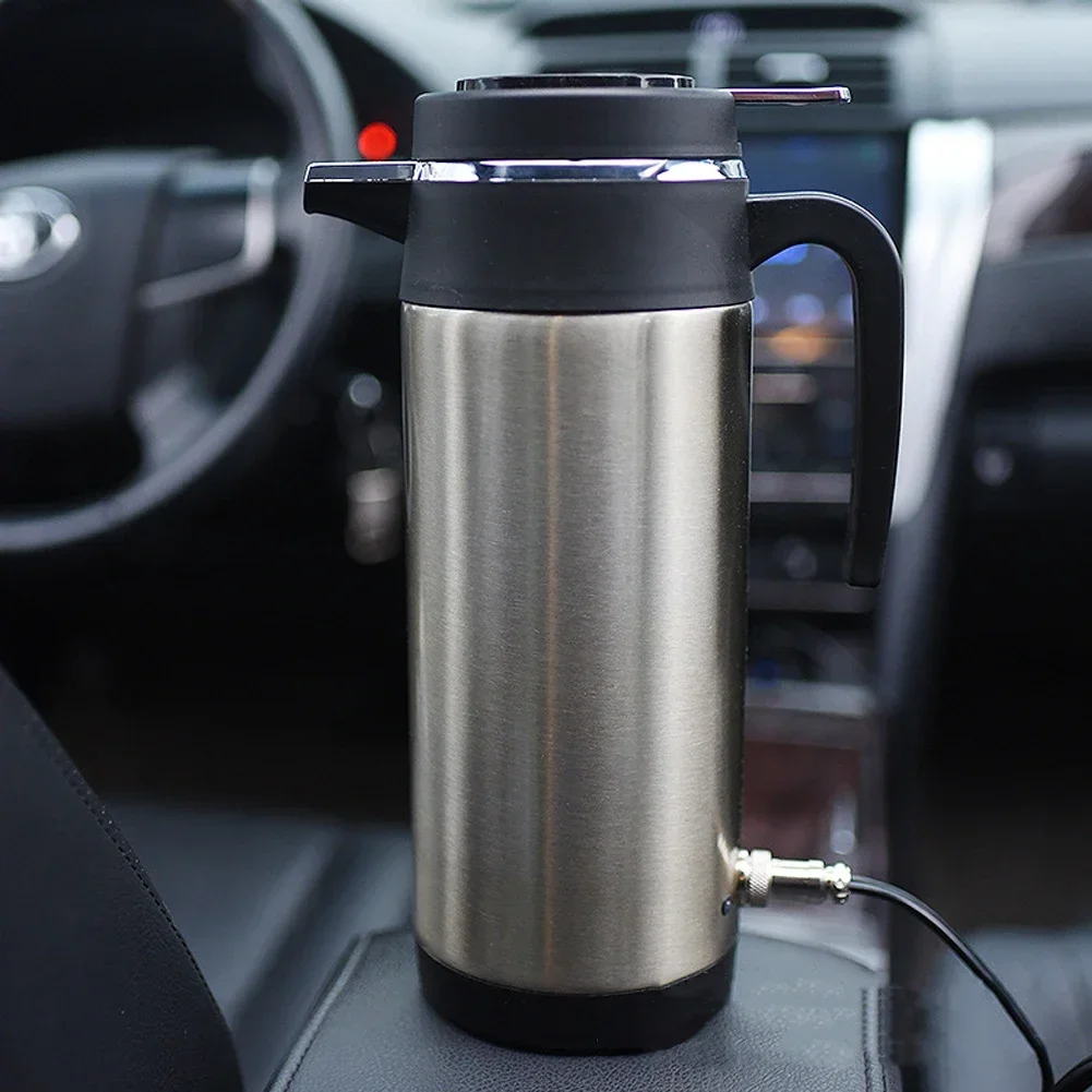 750/1200ML Car Electric Heating Cup 12V/24V Stainless Steel Car Cup Heater Bottle Auto Shut Off Fast Boiling Kettle Travel