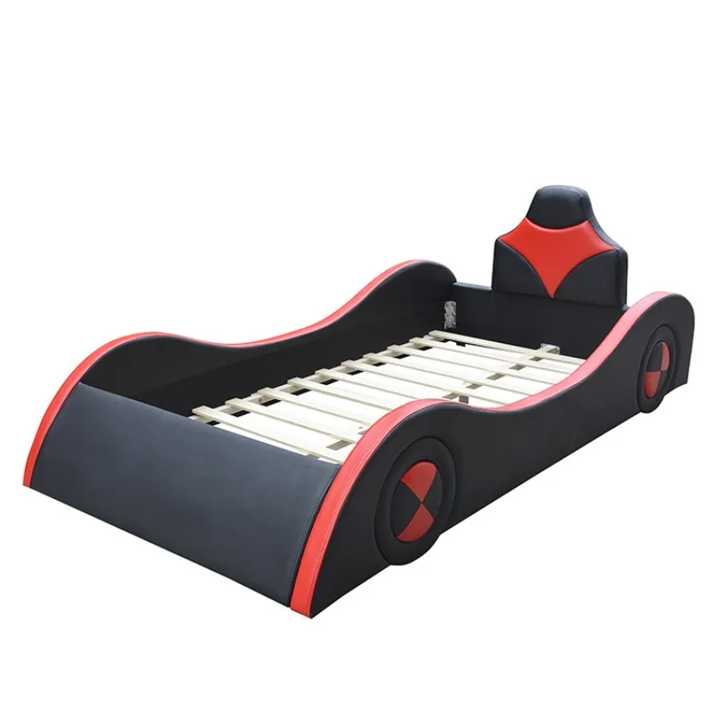 

Premium leather art children's bed cool cartoon modeling racing bed bedroom small bed school age section