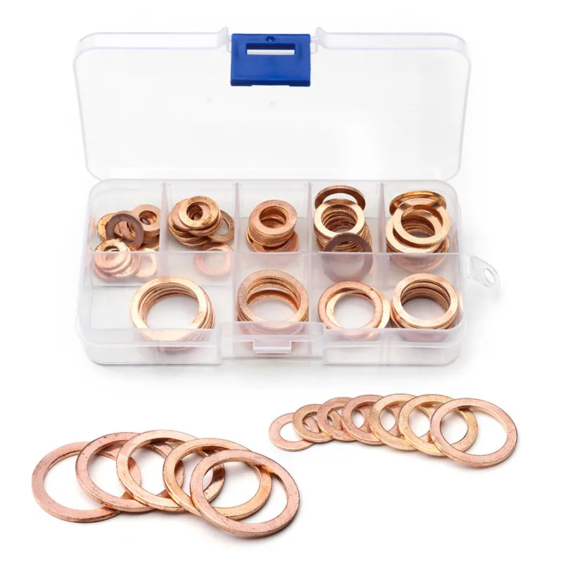 

80pcs M6 M8 M10 M12 M14 M16 M18 M20 Solid Copper Washer Flat Ring Gasket Sump Plug Oil Seal Washer Copper Gaskets