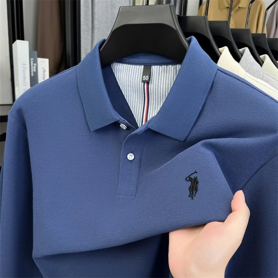 100 % reine Baumwolle, hochwertige Marke, Herren-Polohemd mit langen Ärmeln, Herbst-/Winterkollektion, modisches, luxuriöses Golfoberteil mit Stickerei, lässiges T-Shirt. – Detail 30