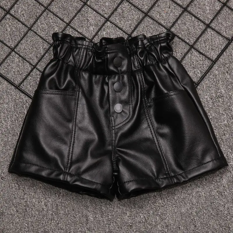 Children's Leather Shorts Girls' Shorts For Autumn And Winter Stylish And Versatile  New Children's Clothing New Girls' Leggings