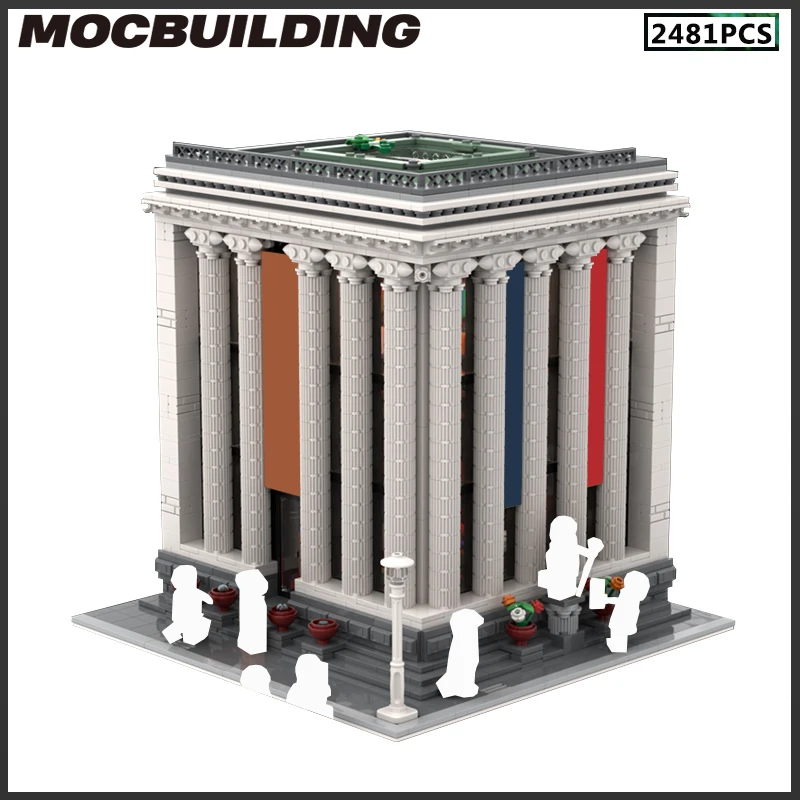 MOC Building Blocks The Public Library Urban Landscape Architecture Series Models DIY Bricks Creative Assembly Toys Christmas