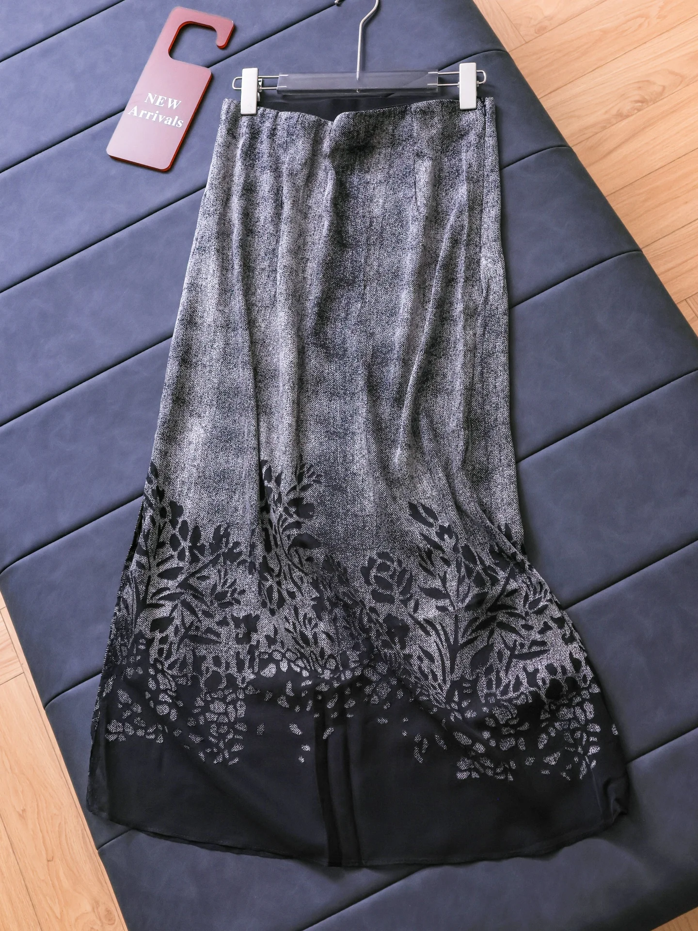 

New Chinese Style High Waist Slimming A-Line Skirt Long Female Half-length Skirt T731 Side Split Splicing Elegant Draping