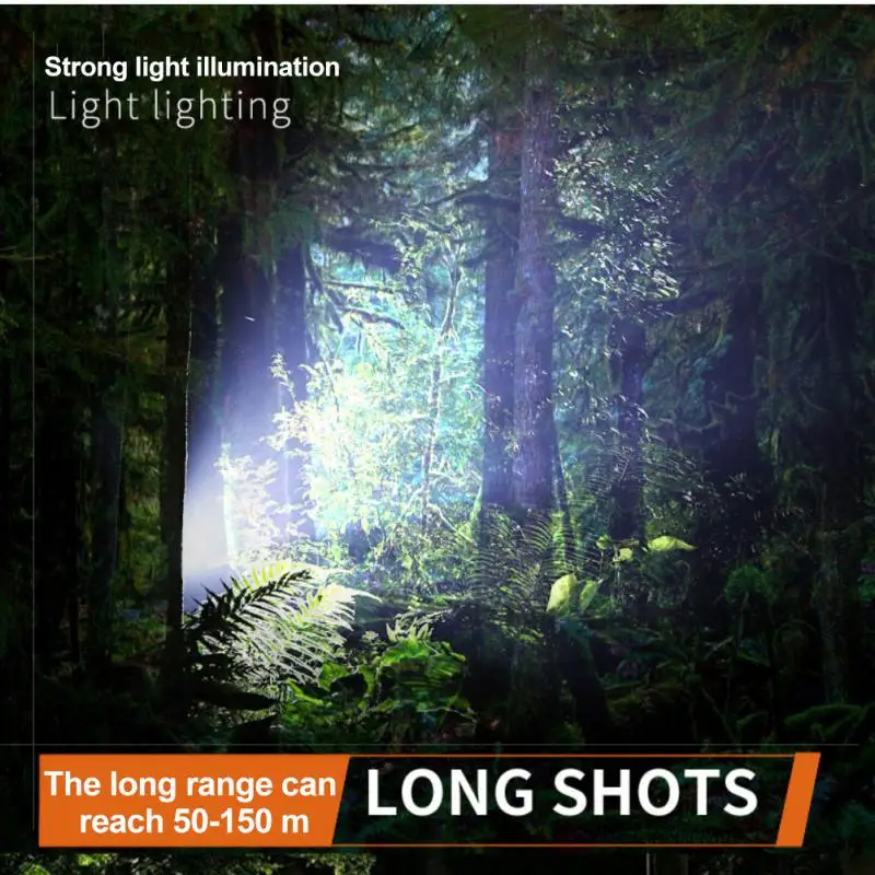 Multiple Interfaces Zoom Lamp Led Lantern Black Outdoor Lighting Lamp High Power Led Flashlight Light Emergency Flashlamp