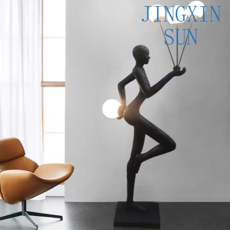 Modern abstract figure sculpture floor lamp resin humanoid home decoration