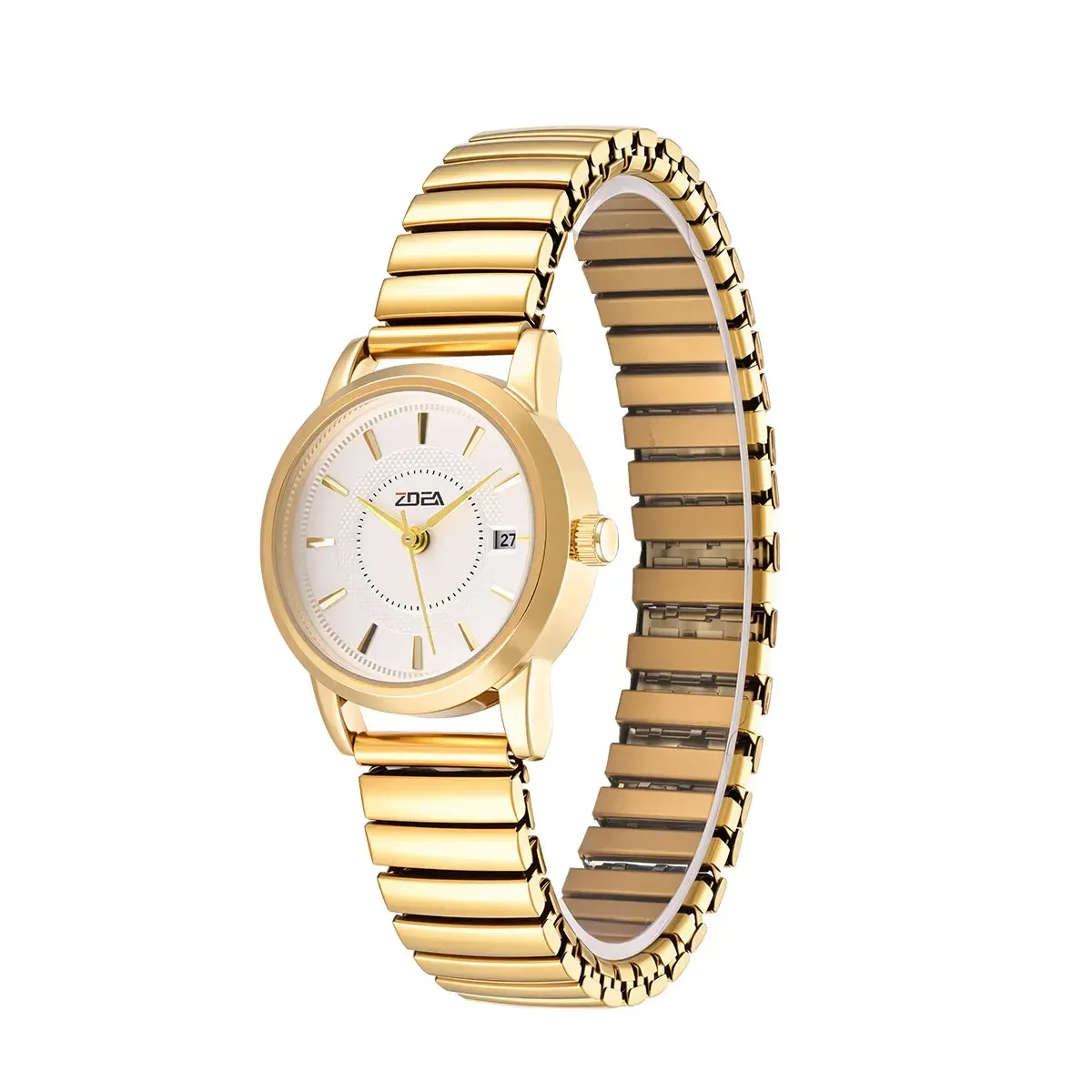 

ZOEA Minimalist Ladies Quartz Watch with Date Display Waterproof Elastic Stainless Steel Band for Business Casual Use