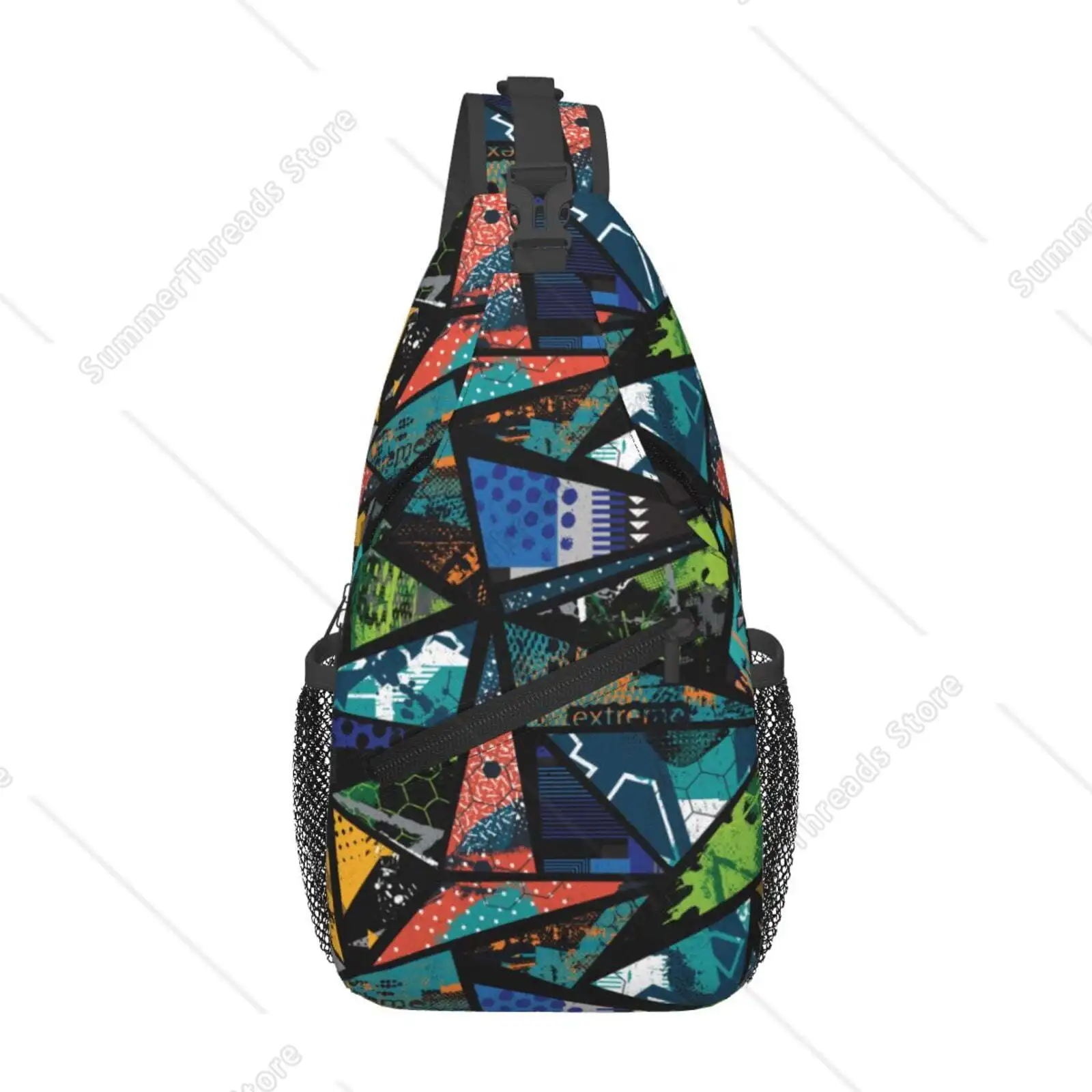 

Сумка-слинг для мужчин, абстрактная поясная сумка с геометрическим коллажем и графикой, сумки через плечо, нагрудная сумка, маленькая спортивная сумка с защитой от кражи