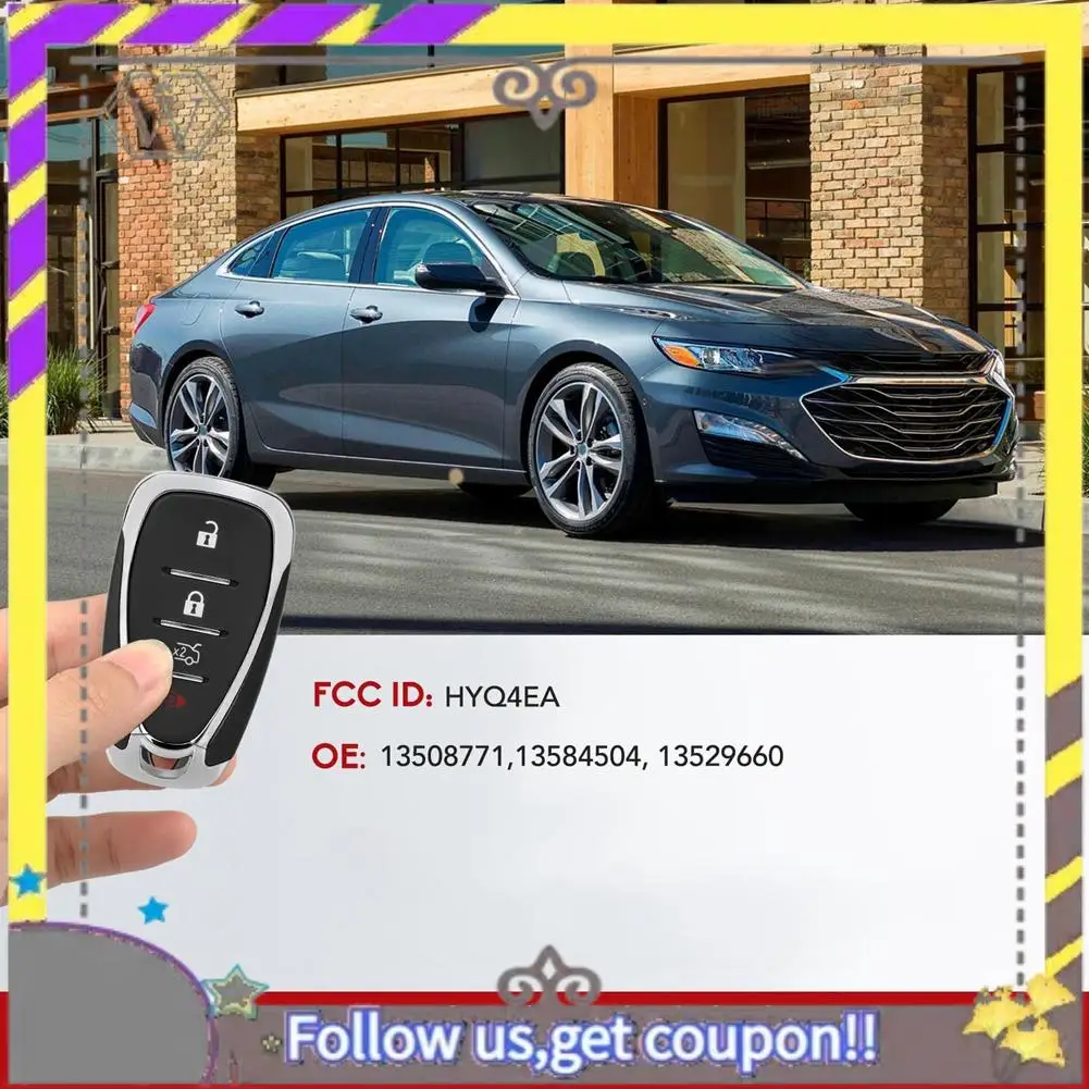 

ABXV-Car Key Fob Remote Control Keyless Entry Accessories Parts For Chevy Malibu Camaro Cruze HYQ4EA 13508771 13584504 13529660
