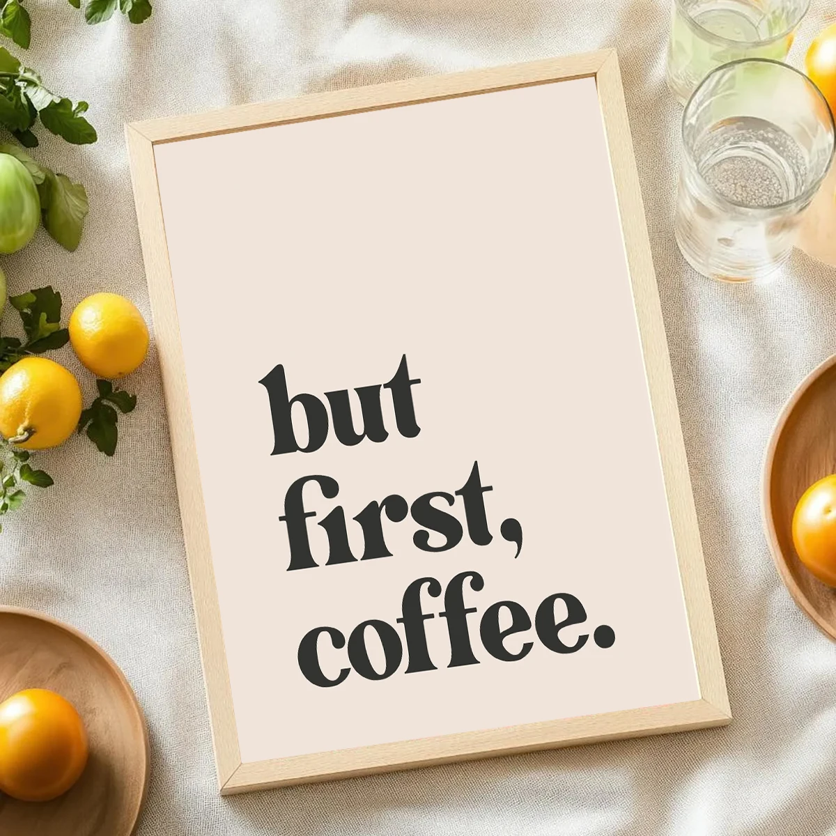 ملصق مطبوع عليه عبارة "But First، Drink Coffee"، لوحة قماشية حديثة وبسيطة لزوايا القهوة ديكور فني جداري للمنزل بدون إطار #5
