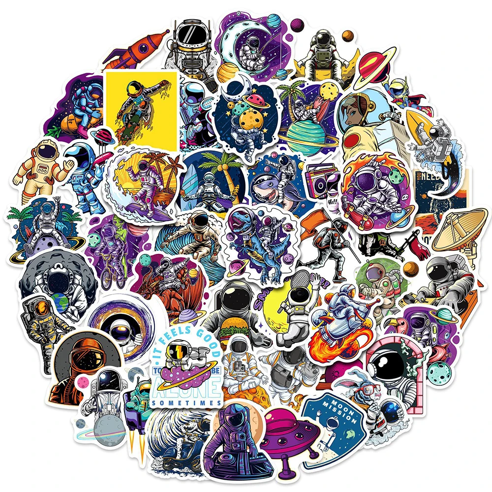 10/30/50PCS Cute Astronaut Outer Space UFO Stickers Decals DIY Suitecase Scrapbook Laptop Motorcycle Toys Graffiti Sticker Gift