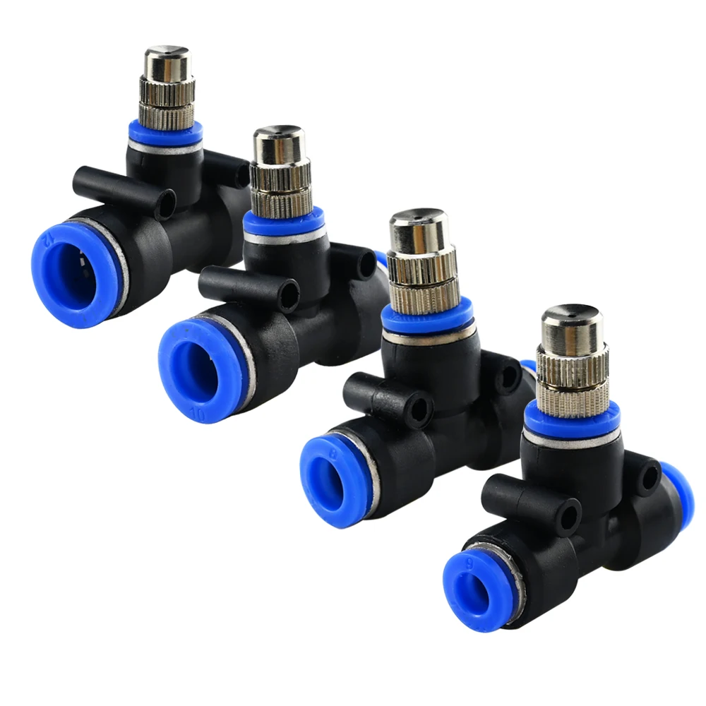 10 Sets Adjustable Copper Misting Nozzle Universal Spray Sprinkler With 8mm Tee Connector for Watering Irrigation Cooling