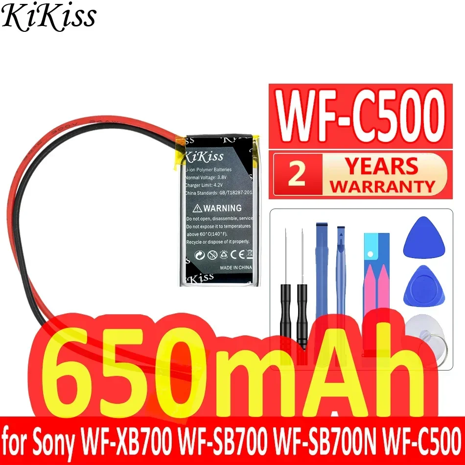 

650 мАч, KiKiss, Мощная батарея WFC500 (2 линии) для Sony, WF-XB700 WF-SB700 WF-SB700N WF-C500, зарядка