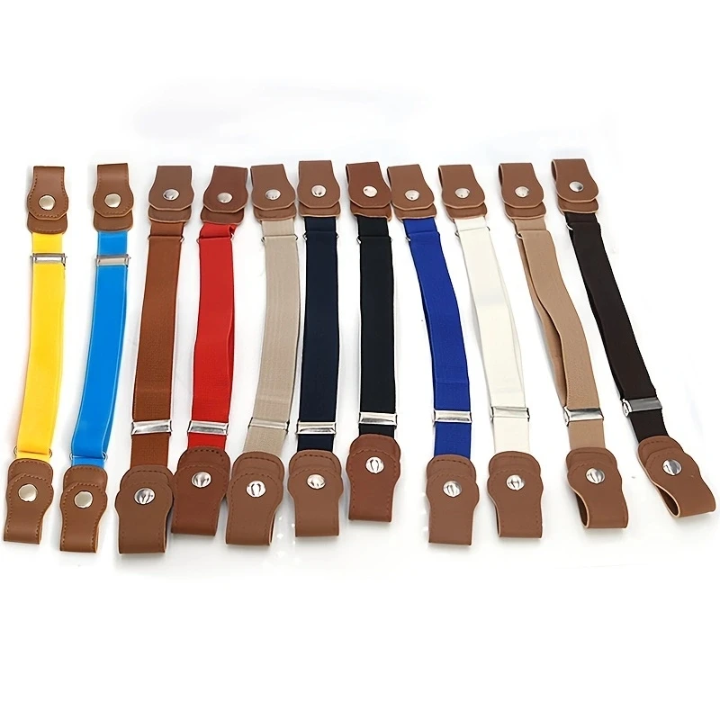 Solid Color Simple Elastic Belt Casual No Buckle Stretch Belt Adjustable Invisible Belts For Girls