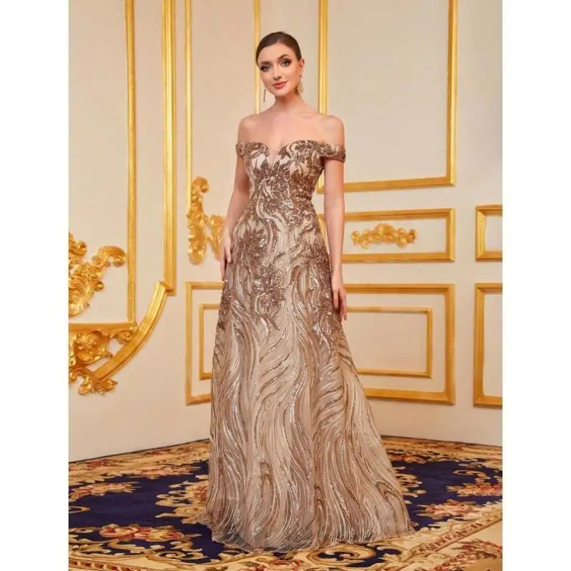 

Cross-Border New Women's Par Wear Bal iny Evening Gown Svel Autumn Season Casual Sportswear Set