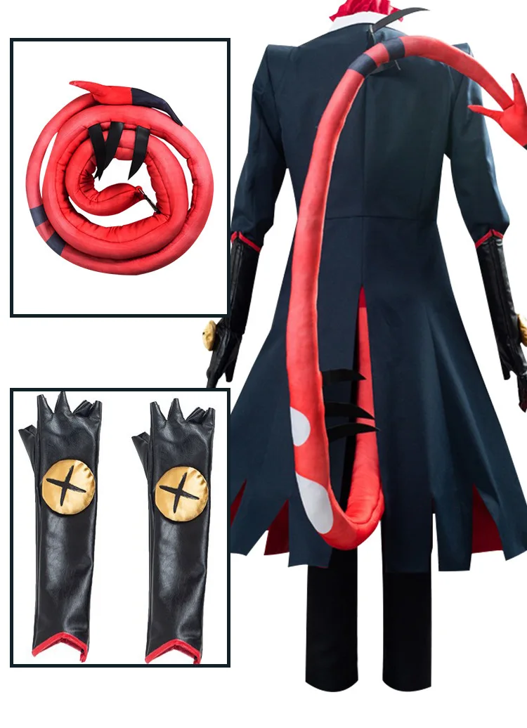 Anime Helluva Boss Blitzo Cosplay Costume Boss Cosplay Party Uniform Suit with Tail Halloween Outfit for Men Women Custom Blitzy