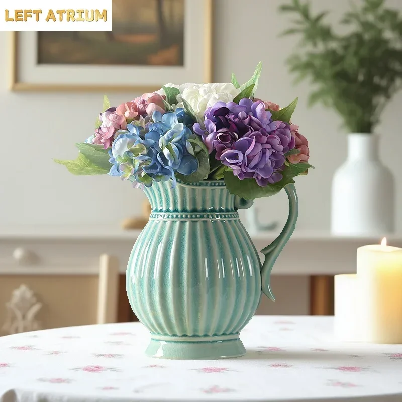 Retro Ceramic Flower Vase Simple Bedside Hall Tabletop Artistic Decorations for Roses Water Cultivation Home Decoration