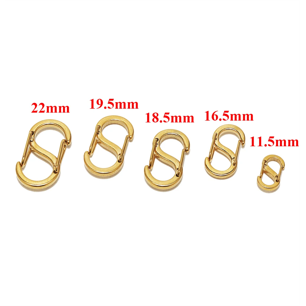 5 pçs 18k ouro aço inoxidável chique letra s fivela primavera lagosta fechos colar ganchos pulseiras conector diy jóias fazendo