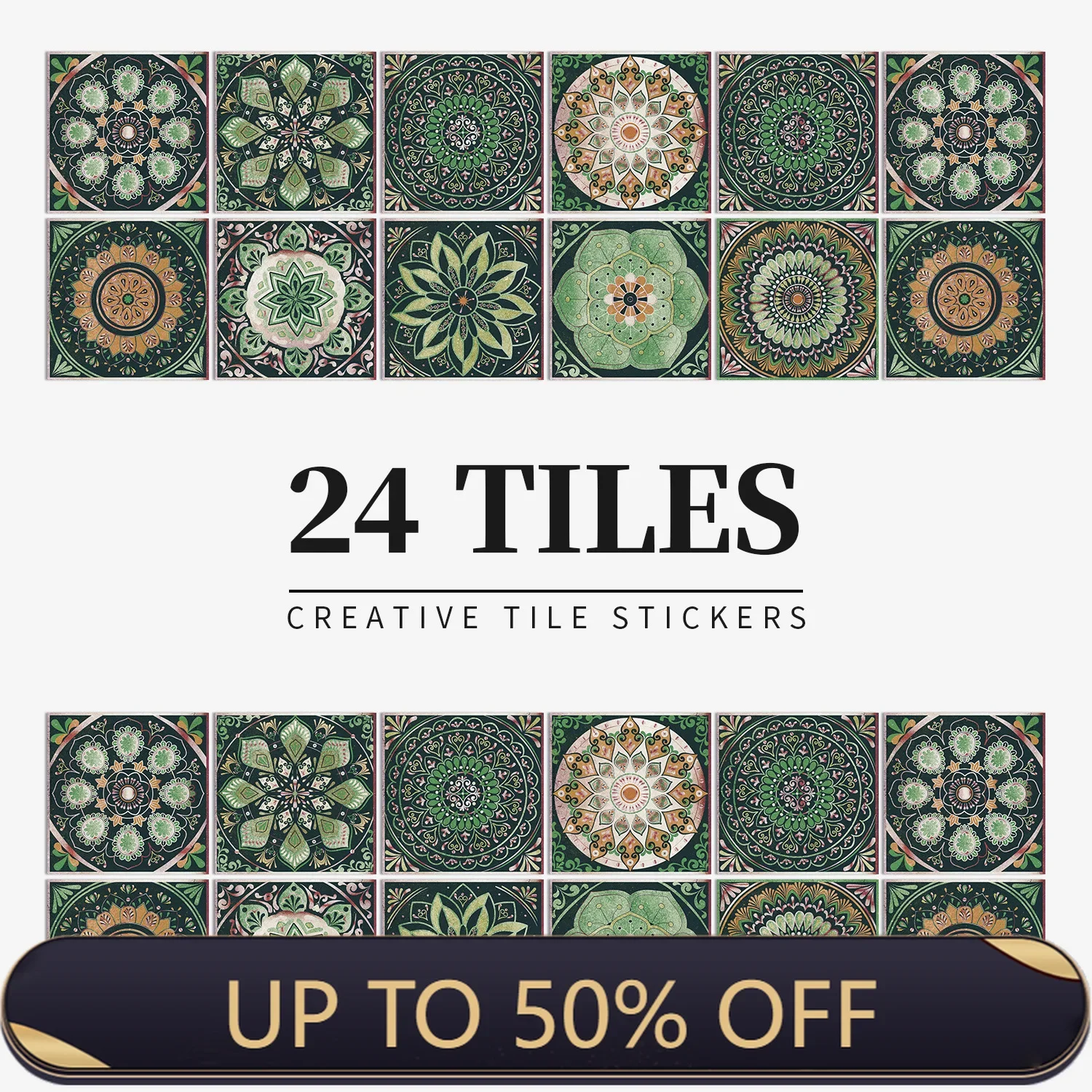 Mandala Tile Self-adhesive Wall Paste Waterproof and Oil-proof Kitchen and Bathroom Wall Decorative Tile Paste Stickers