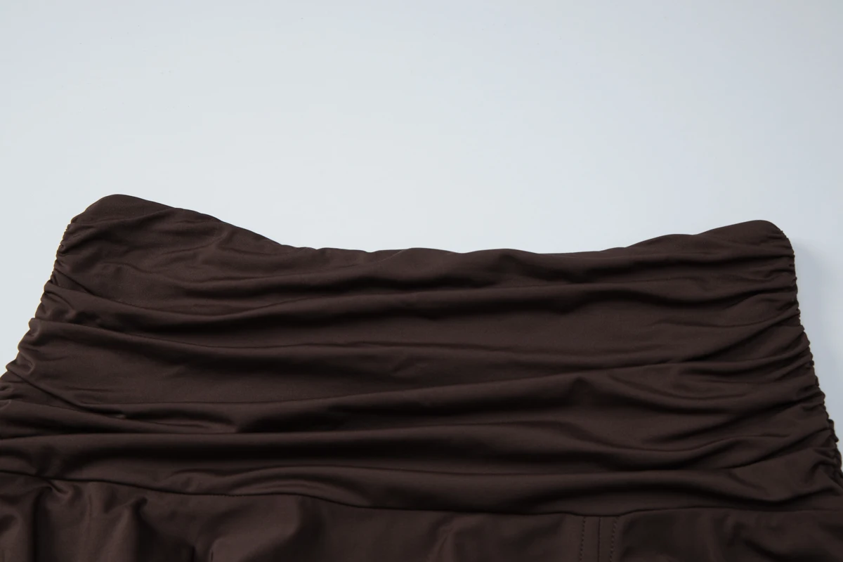 Hugcitar Modischer, hoch taillierter, geraffter Rock mit Schlitz und Knöpfen, sexy, plissiert, unregelmäßig, Midirock, Sommer-Outfit für Damen, Streetwear, Party, Urlaub – Detail 5