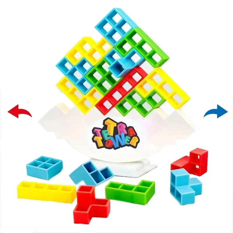 3D Tetra Tower Balance Stacking Toys Board Games Hand-Eye Coordination Balance Puzzle Stack Building Block Balancing Tower Game