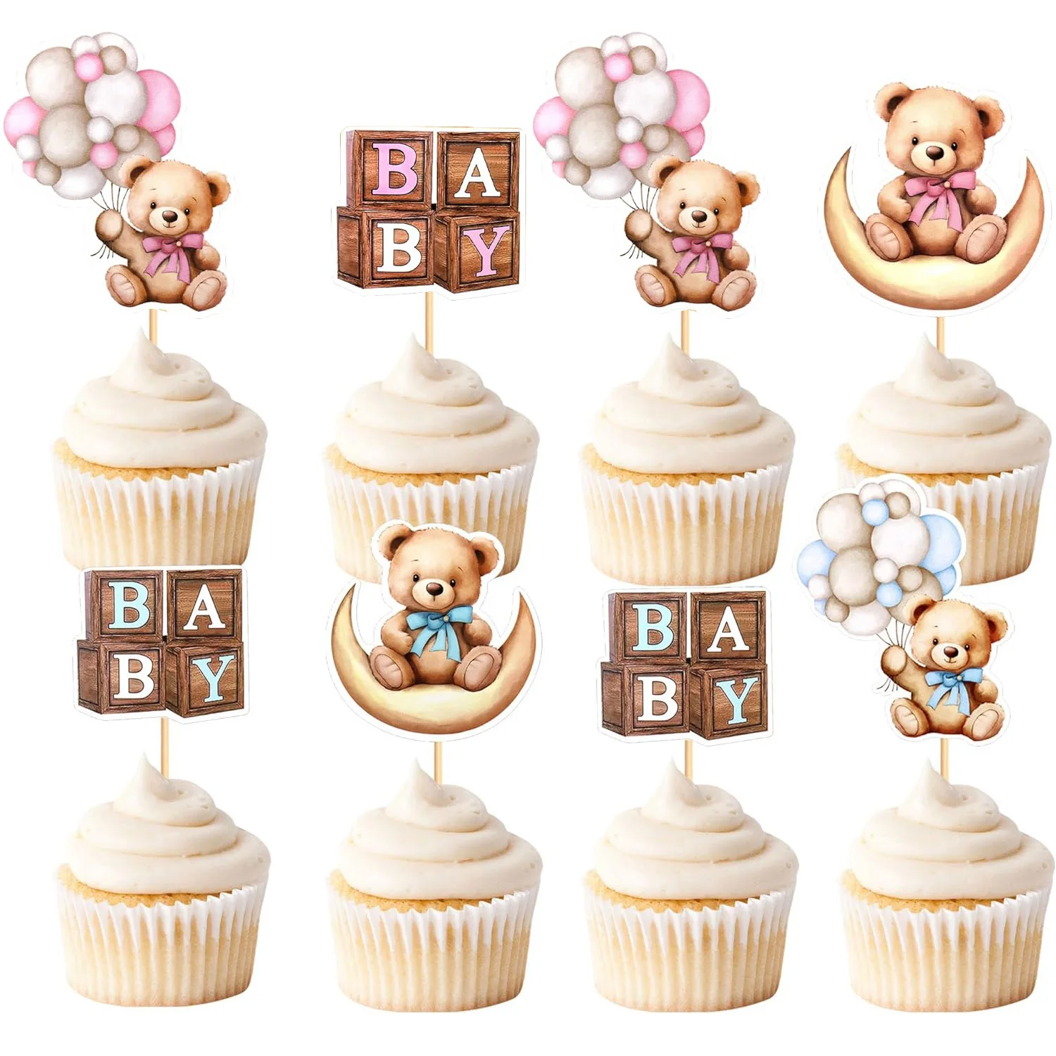 Teddy Bear Cake Topper We Can Bearly Wait Bear Cake Toppers for Cake Decoration Baby Shower Baptism Birthday Party Decoration