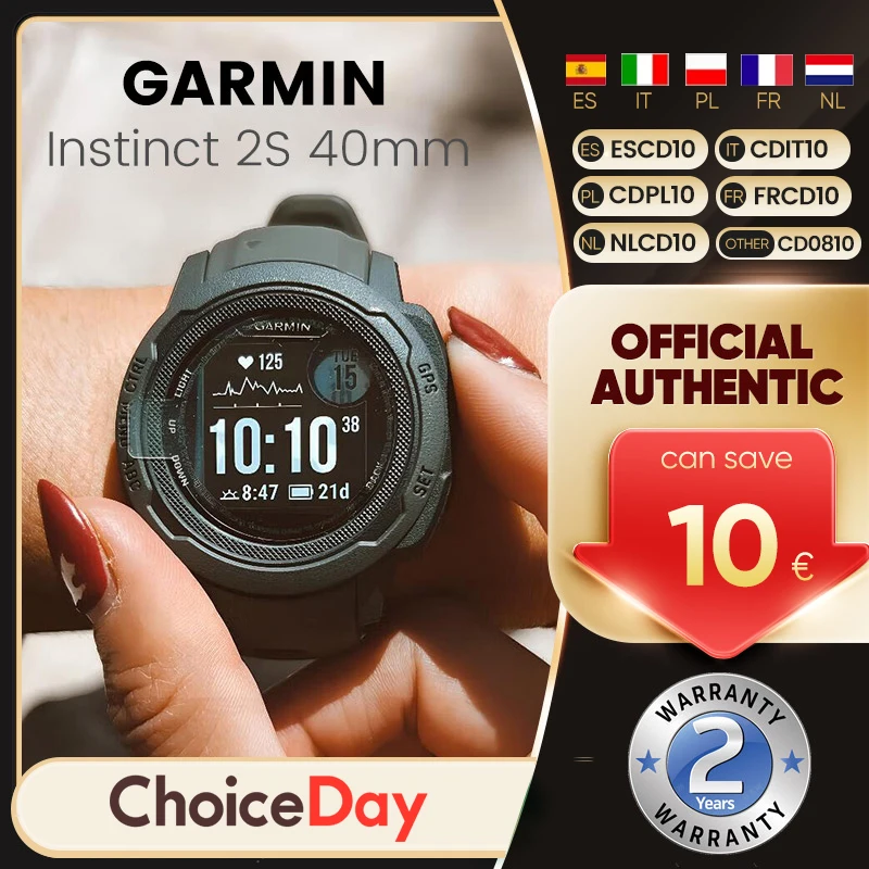 Garmin-reloj inteligente Instinct 2S Unisex, dispositivo con GPS, multideporte, rastreador de Fitness, frecuencia cardíaca, SpO2, correr, nadar, paracaidismo, batería de 14 días