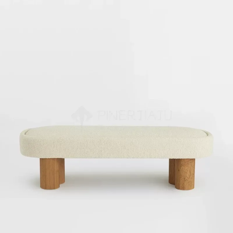 Nordic simple and atmospheric bedside stool light luxury living room sofa stool wabi-sabi wind cashmere bench
