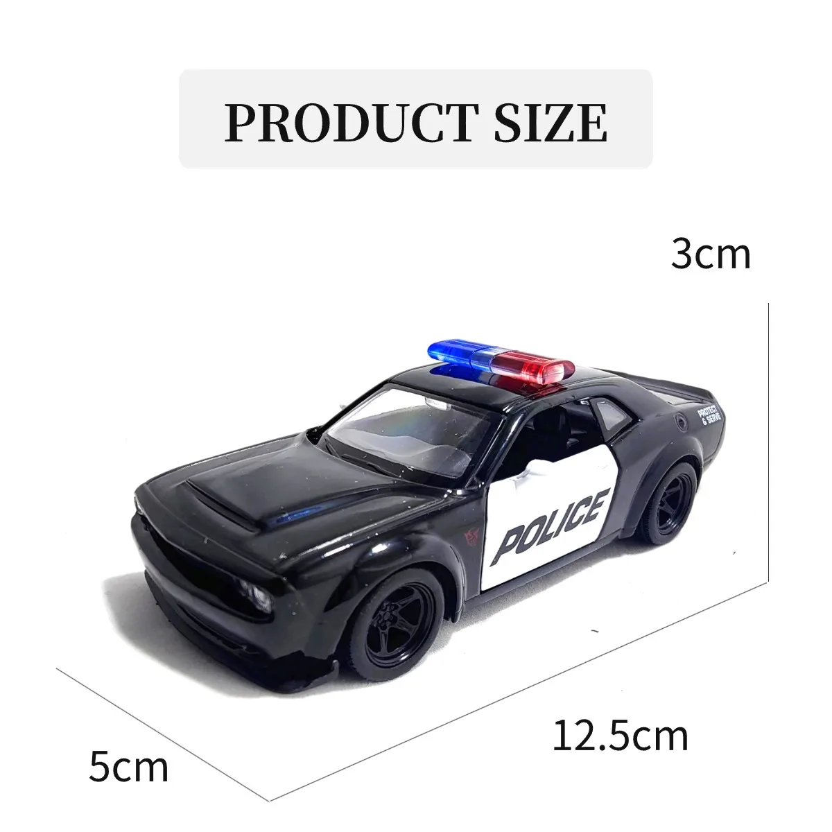 1:36 Car Model Dodge Challenger SRT Demon Police Scale Metal Diecast Replica Miniature Art Vehicle Decoration Kid Boy Toy