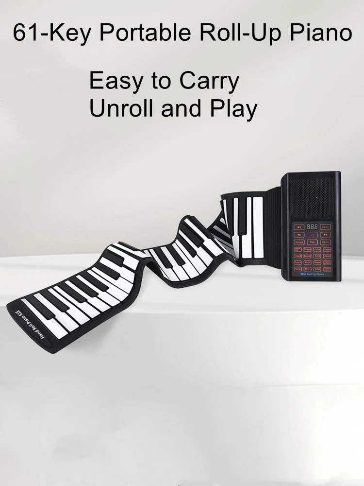 61-Key Manual-Roll Piano Smart Portable Multifunctional Digital Piano for Adults with Foldable Design