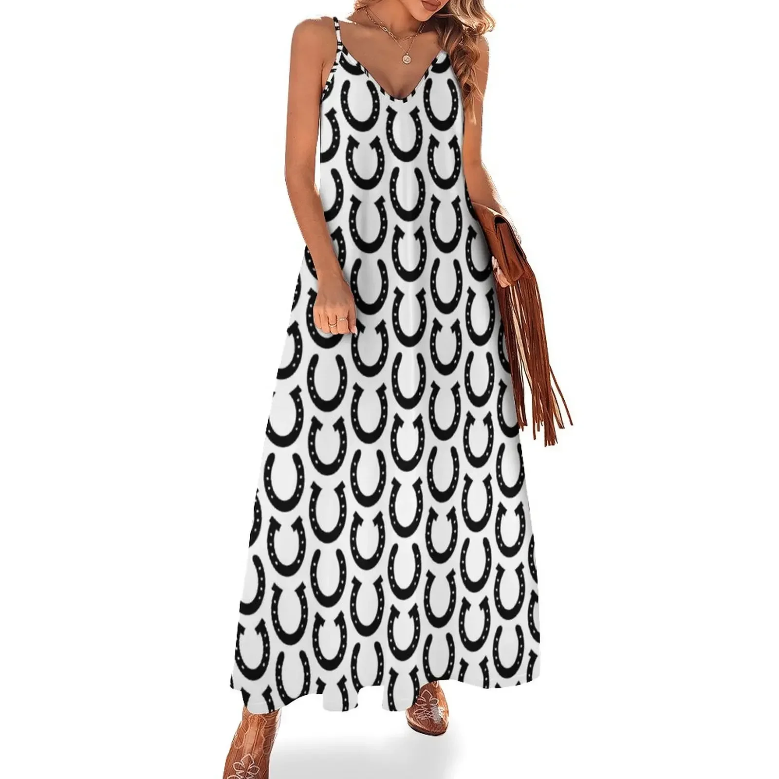 

Black Horseshoes Sleeveless Dress summer dress dresses for womens Dress